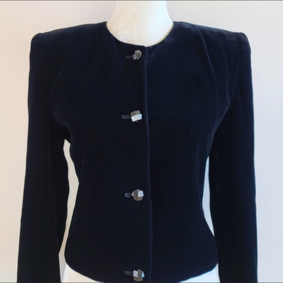 VTG 80s Velvet Bow-back Cropped Blazer - Picture 2 of 4